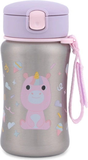 Skip Hop sticlă de apă din oțel inoxidabil cu pai Besties Squad Unicorn