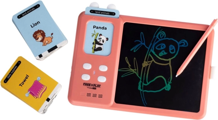 FREEON Free2Play tabletă LCD interactivă 2 în 1 pentru învățarea limbii engleze Kiddigit roz