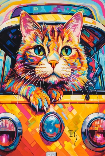 Puzzle 100 piese Cat Bus Travel – CASTORLAND