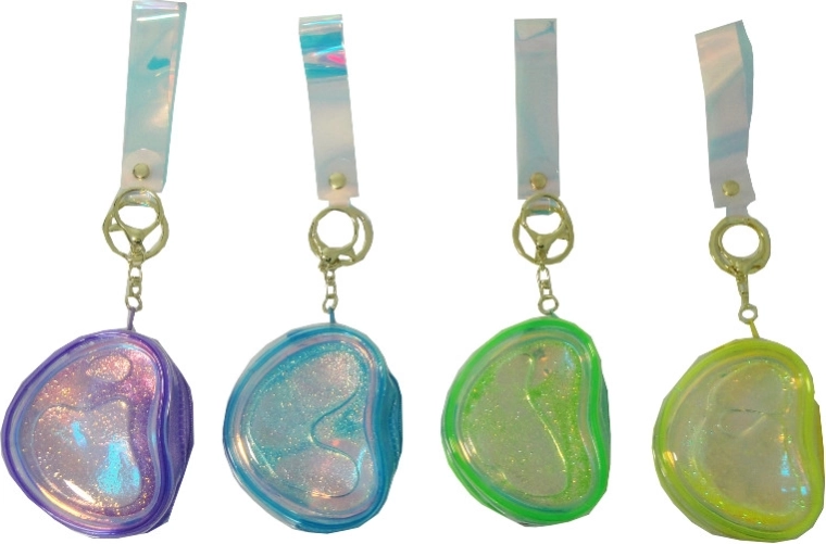 Portofel transparent 2-în-1 cu breloc și nisip sclipitor