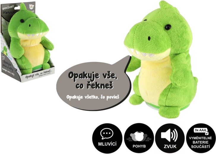 Dinozaur de pluș Rexik care repetă propoziții cu sunet, 18 cm