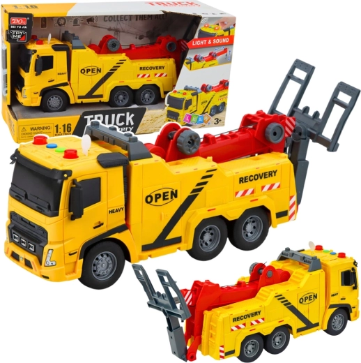 Autoutilitară de tractare cu platformă 1:16 cu lumini și sunete