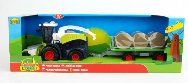 Combine agricol cu remorcă și efecte luminoase și sonore – Negru-alb cu galben