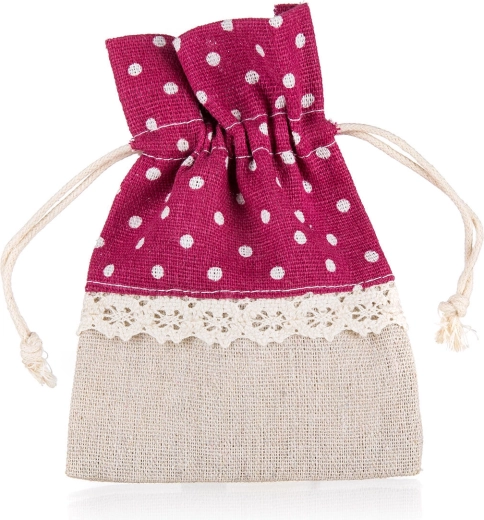 Săculeț decorativ din bumbac DOTS 10 × 13 cm, roșu