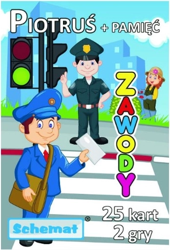 Jocuri educative de cărți Piotruś și Memorie – profesii (25 cărți)