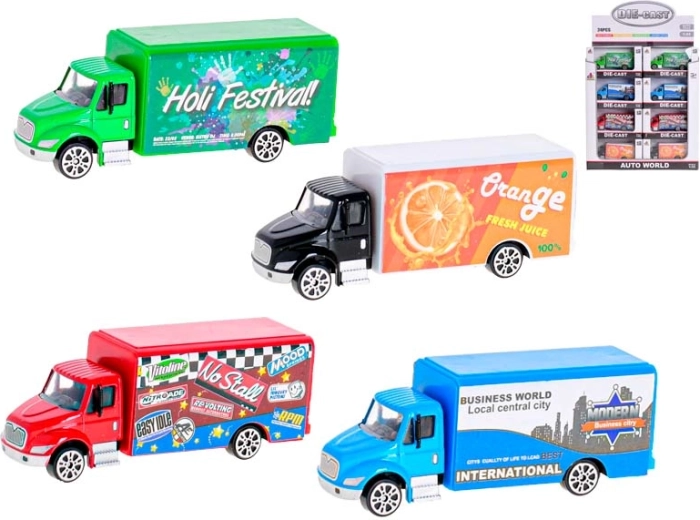 Camion metalic de jucărie 9,5 cm 1:55, rulare liberă, 4 culori