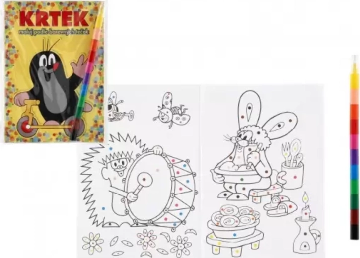 Carte de colorat Krtek A5 - Pictați după punctele colorate cu creioane cerate