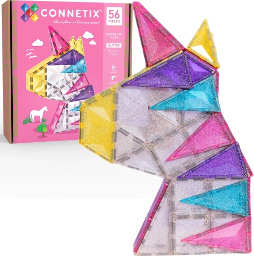 Set de construcție magnetic CONNETIX Glitter Unicorn Pack 56 piese