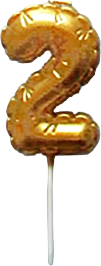 Lumânare pentru tort cifră 2 auriu 6 cm