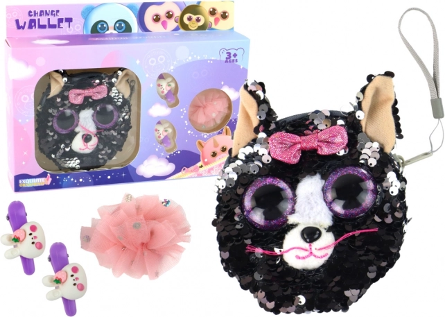 Set pentru fete cu agrafe și portofel Pisicuță
