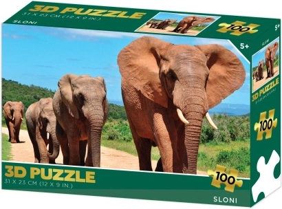 Puzzle 3D – elefanți, 100 piese