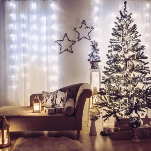 Instalație luminoasă LED cu 200 de diode, alb rece, 4,2 m