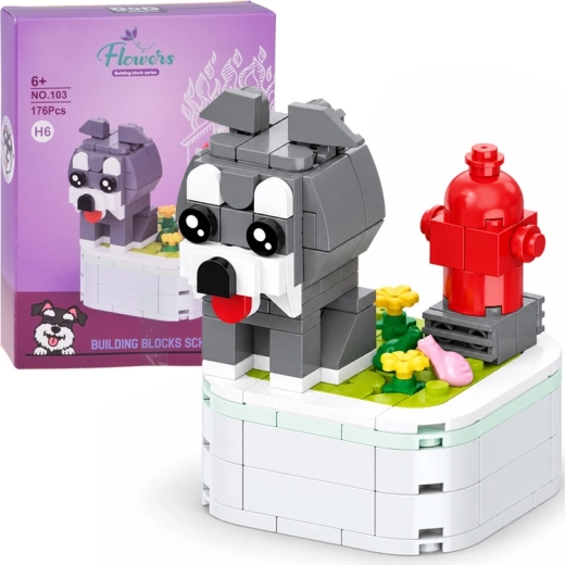 Set de construcție cu schnauzer pe suport, 176 de piese
