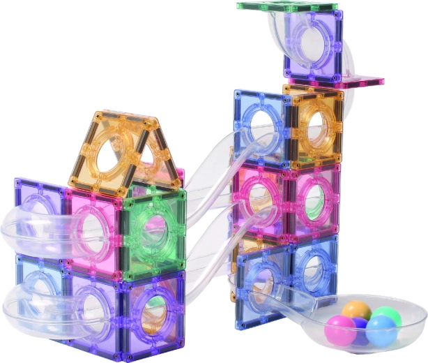 Cleverclixx pistă creativă magnetică cu bile, pastel, 70 de piese