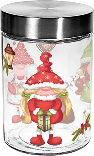 Borcan de sticlă pentru prăjituri TORO 1100 ml cu motiv spiriduși