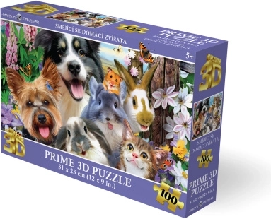 Puzzle 3D – animale de casă zâmbitoare, 100 piese