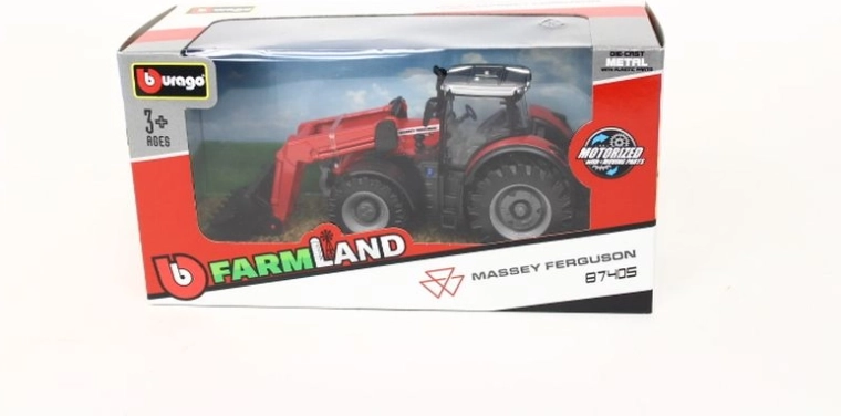 Tractor Bburago Farm Massey Ferguson 8740S cu încărcător frontal 10 cm