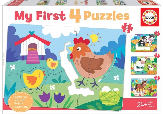 Primele mele puzzle-uri Mame și pui 4 în 1 EDUCA