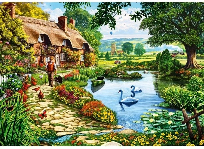 Puzzle Bluebird Cabana de la lac 500 piese
