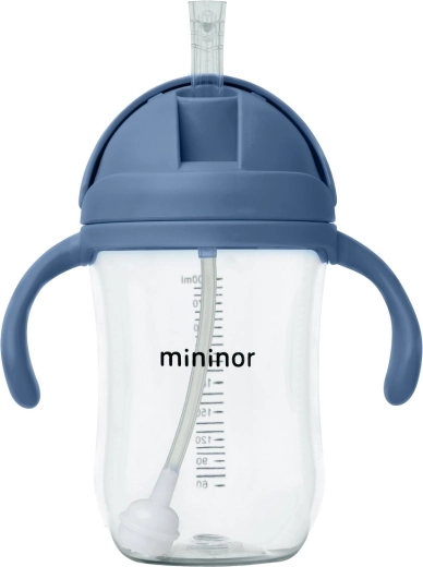 Mininor biberon cu pai din tritan 330 ml blue whale