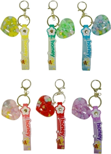 Breloc cu inimă din mărgele și inscripția Honey