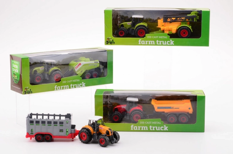 Tractor metalic cu remorcă