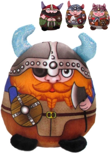 Păpușă viking din pluș 13 cm cu coarne sclipitoare - 1 bucată