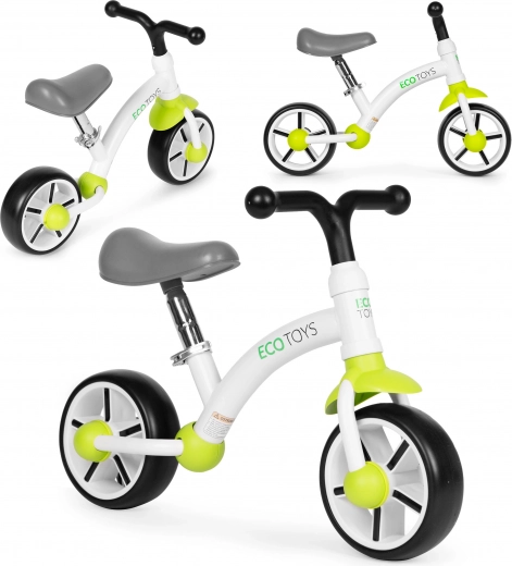 Bicicletă de echilibru pentru copii cu roți EVA și șa reglabilă ECOTOYS verde