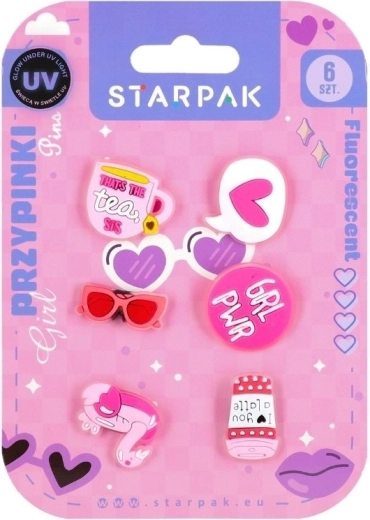 Insigne din cauciuc Girl Fluo – set 6 buc