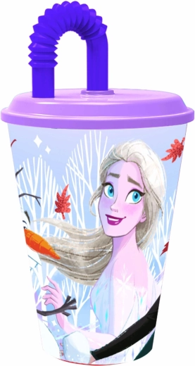 Pahar cu pai Regatul de Gheață 430 ml din plastic