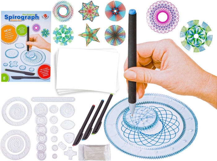 Spirograf – set creativ pentru desen cu șabloane și markere