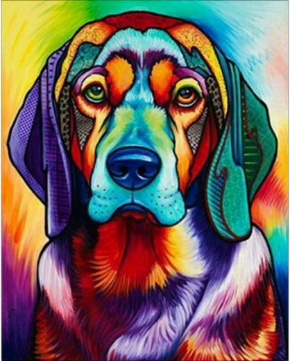 Pictură pe numere pe pânză înrămată 40 × 50 cm – câine în culoare