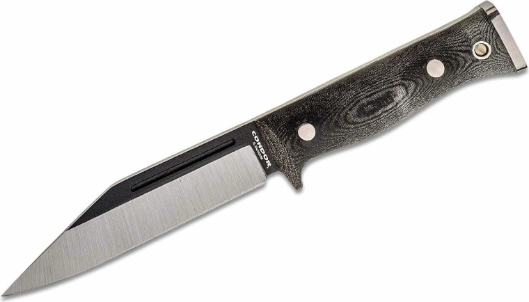 Cuțit tactic Condor Sigrun 14,3 cm, negru-gri, Micarta, teacă Kydex + piele