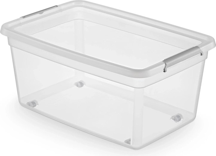 Basestore cutie de depozitare pe roți cu capac și cleme 40 l