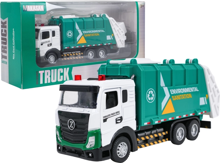 Camion de gunoi metalic cu efecte luminoase și sonore
