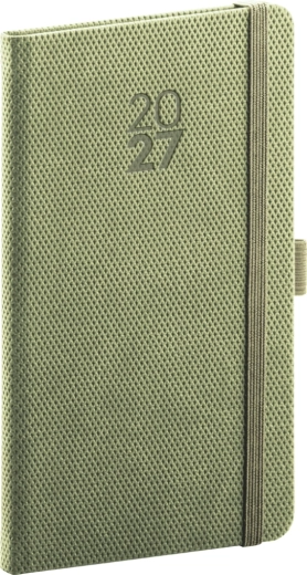 Agendă de buzunar Notique Diamante 2027 oliv 9 × 15,5 cm