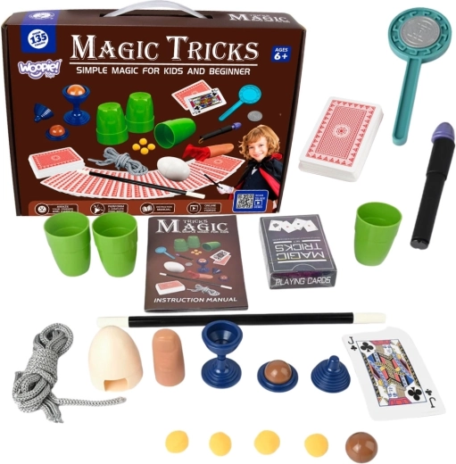 Set de magie Woopie pentru mici magicieni, cu cărți și 135 de trucuri