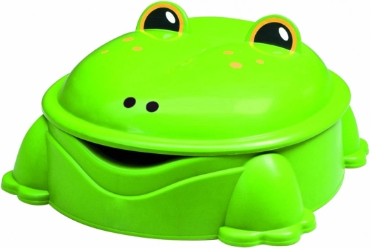 Groapă de nisip din plastic în formă de broască cu capac verde