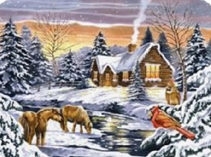 Norimpex pictură cu diamante casă lângă pârâu 30 × 40 cm