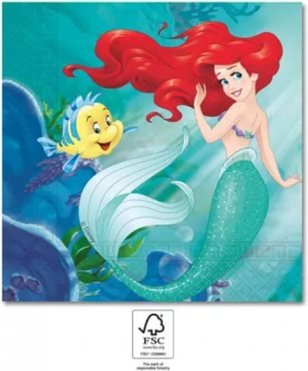 Șervețele din hârtie Disney Ariel 33 × 33 cm, 20 buc