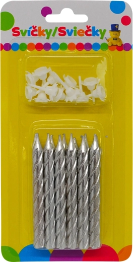 Lumânare jumbo de aniversare, argintiu metalizat cu sclipici