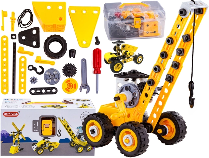 Set de construcție 8în1 – utilaje și vehicule de construcții cu înșurubare