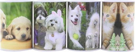 Pușculiță metalică cu câini și pisici