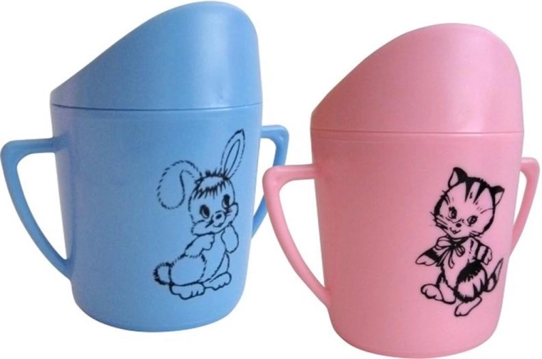 Cănuță pentru sugari cu cioc 250 ml – roz cu imprimeu
