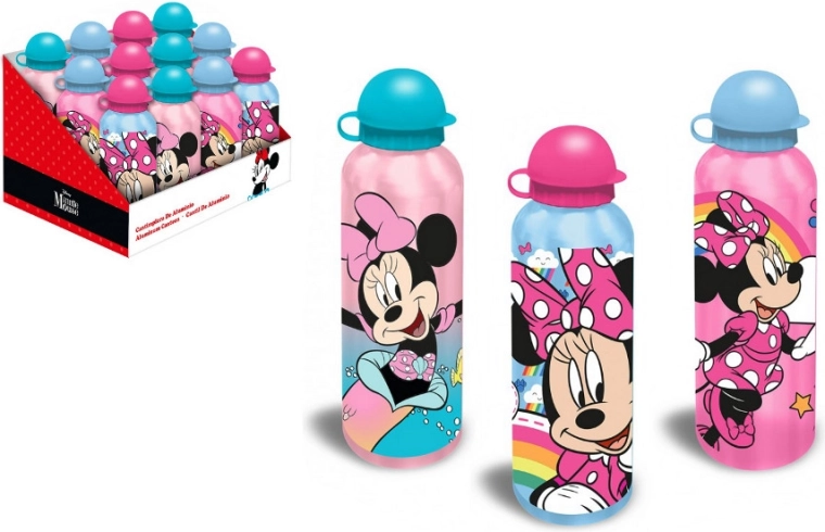 Sticlă de aluminiu pentru băut cu motiv MICKEY MINNIE, 500 ml