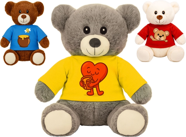Ursuleț de pluș în poziție șezând, cu tricou, 26,5 cm
