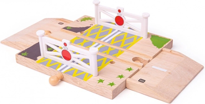 Trecere de cale ferată din lemn cu bariere pentru piste auto din lemn