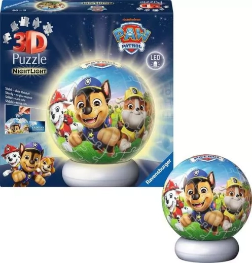 Puzzle 3D luminoase PAW PATROL – ediție de noapte, 72 piese