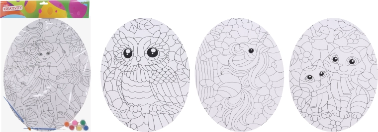 set creativ de pictură pe oval 35 × 45 cm cu vopsele și 2 pensule