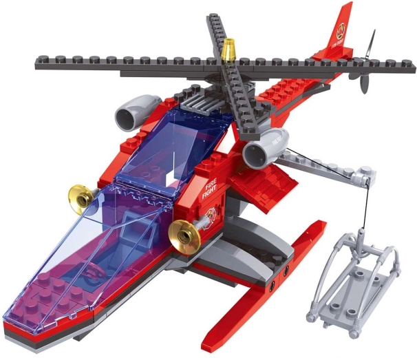 Set de construcție compatibil BLOXO pompieri – elicopter, 168 de piese